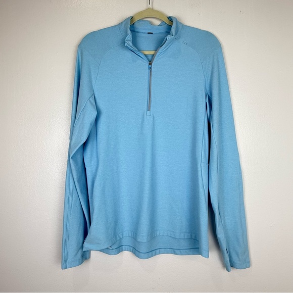Lululemon Men’s Long Sleeve Half Zip in Light Blue M EUC - Picture 1 of 5